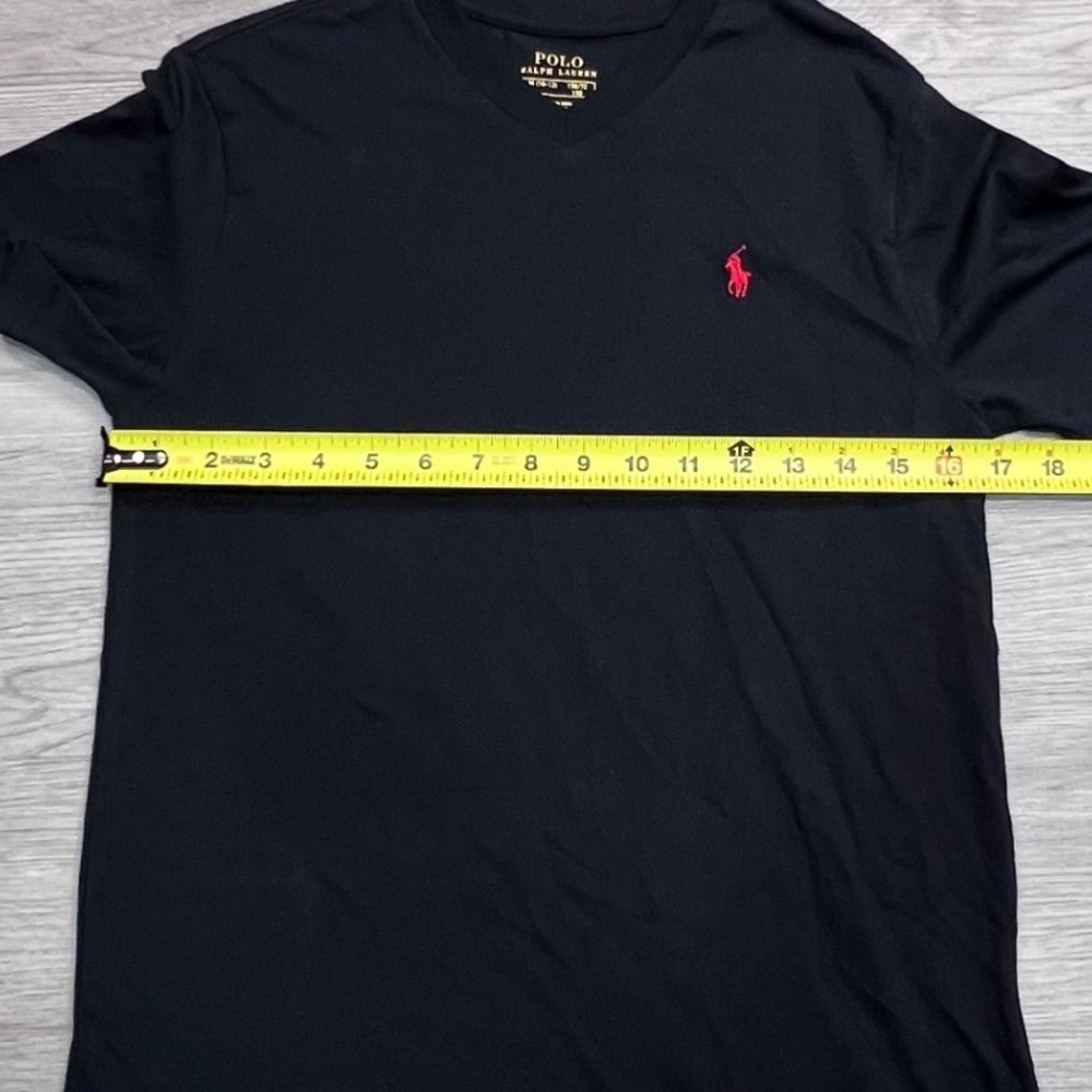 Polo Ralph Lauren Womens Black V-Neck Short Sleeve T-Shirt Red Pony Logo Size M - Picture 14 of 16